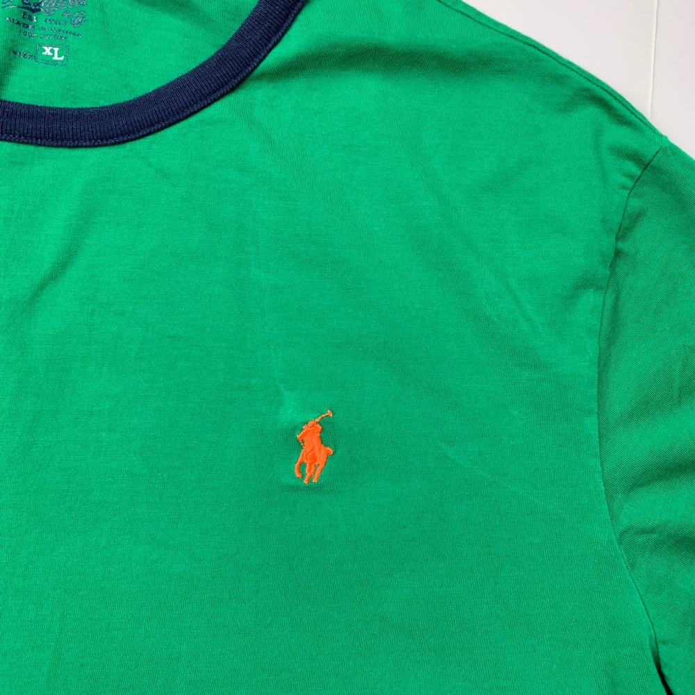Polo Ralph Lauren Green Shirt Orange Logo - Picture 2 of 4